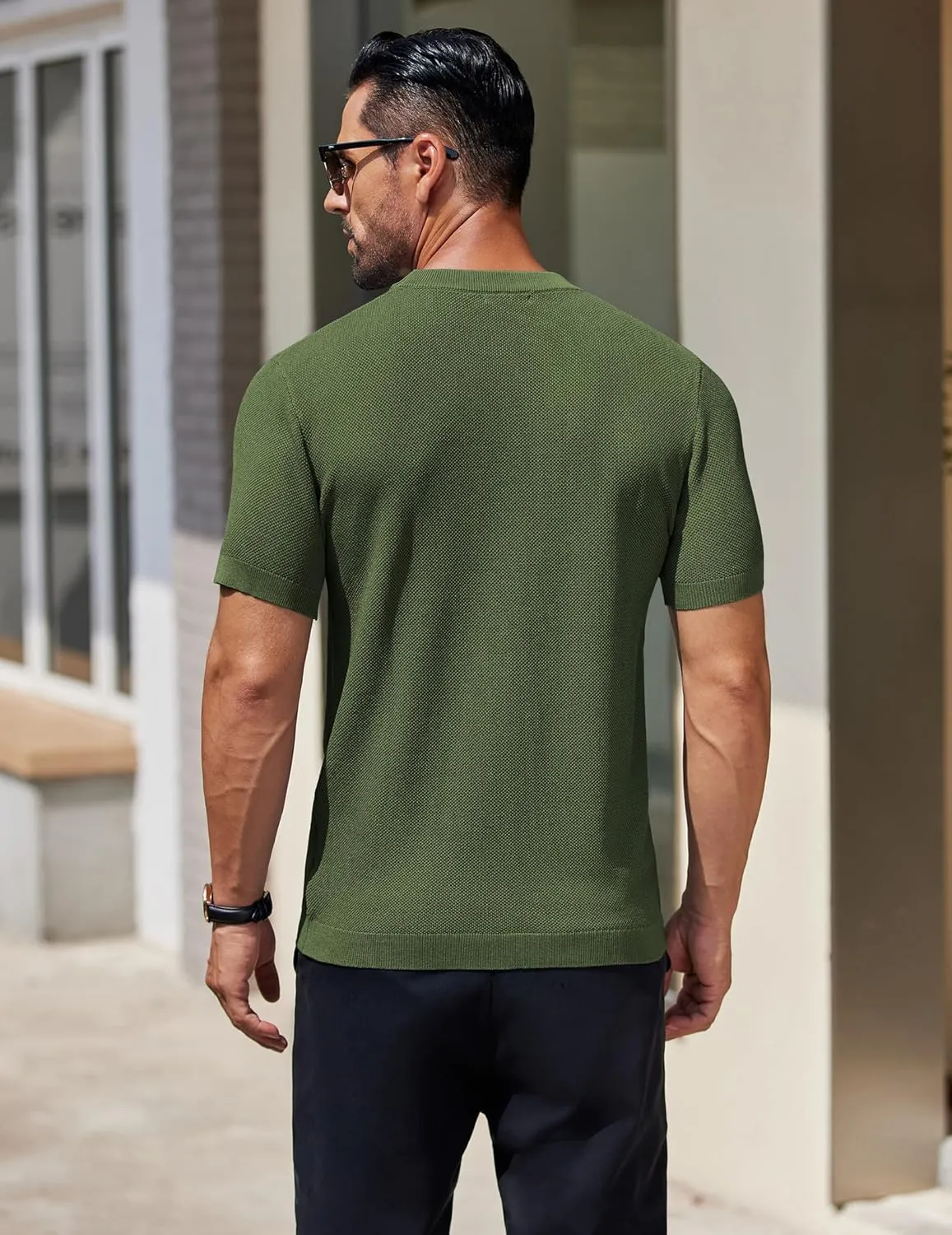 COOFANDY Men's Knit T-Shirts Short Sleeve Crewneck Shirt Casual Textured Pullover Tees