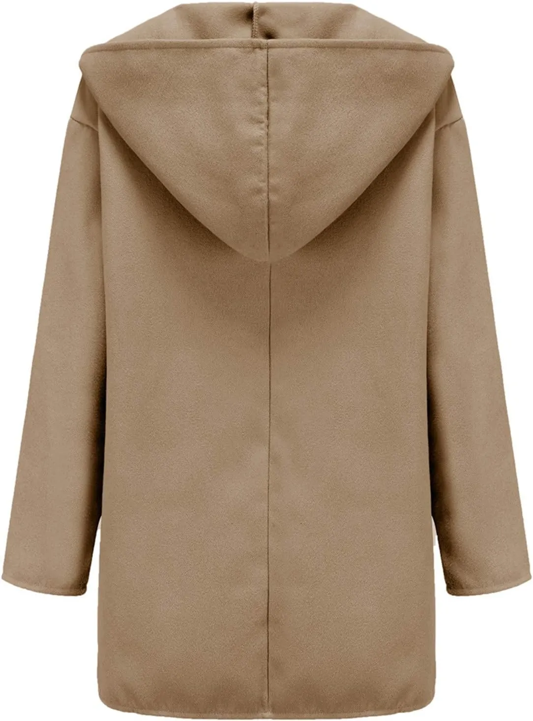 cooki Trench Coat for Women 2023 Hooded Woolen Coat Long Sleeve Loose Lapel Windproof Pea Coat Winter Warm Oversized Jackets