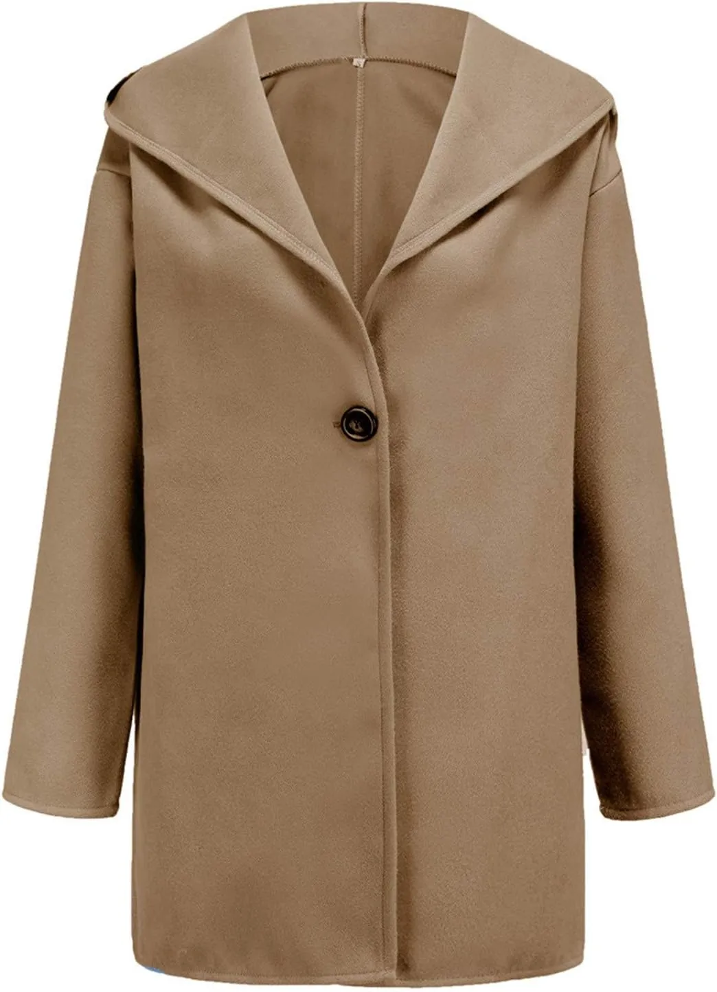 cooki Trench Coat for Women 2023 Hooded Woolen Coat Long Sleeve Loose Lapel Windproof Pea Coat Winter Warm Oversized Jackets