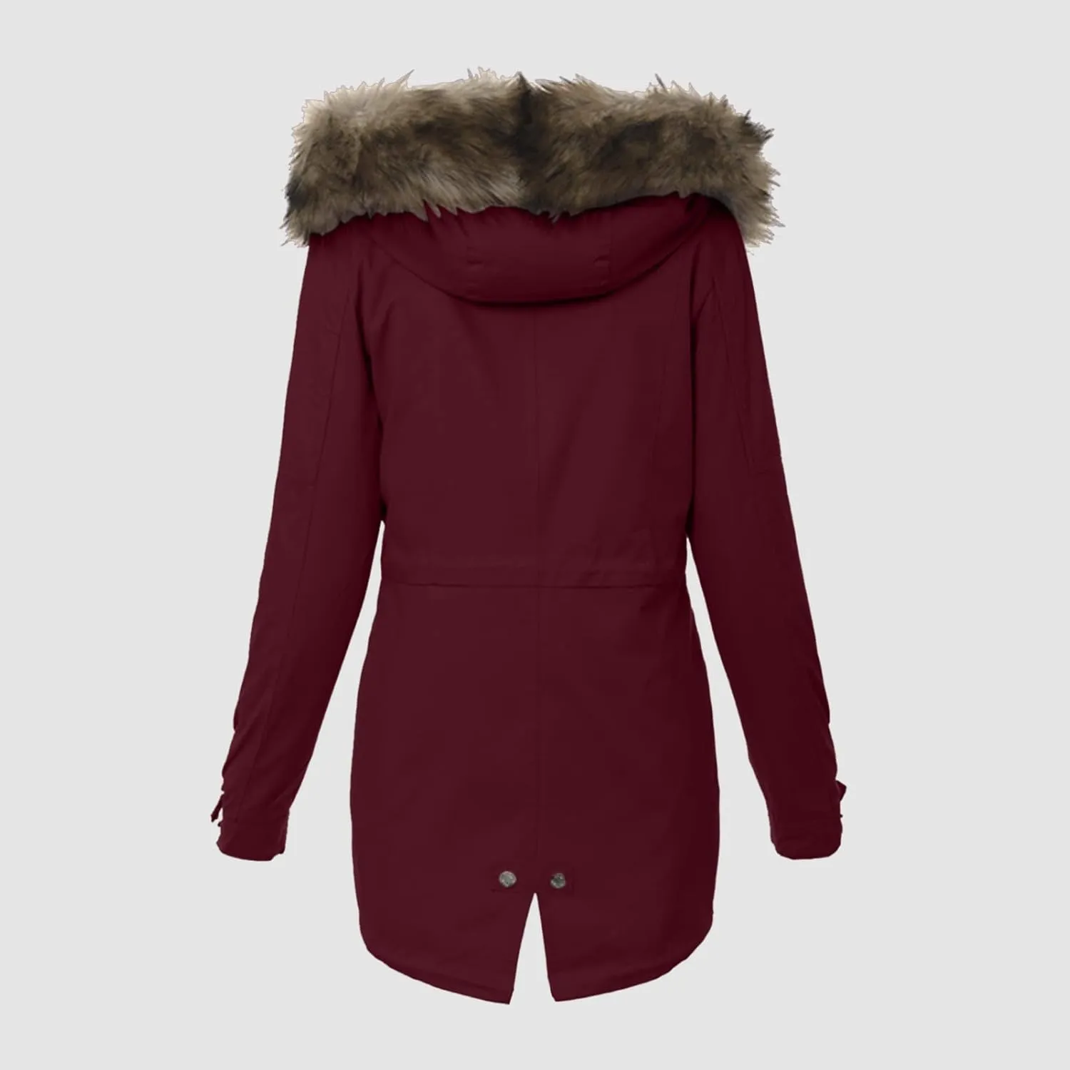 cooki Winter Coats for Women 2023 Trendy Women's Winter Sherpa Lined Faux Fur Hooded Mid Long Safari Parka Coat Puffer Jacket