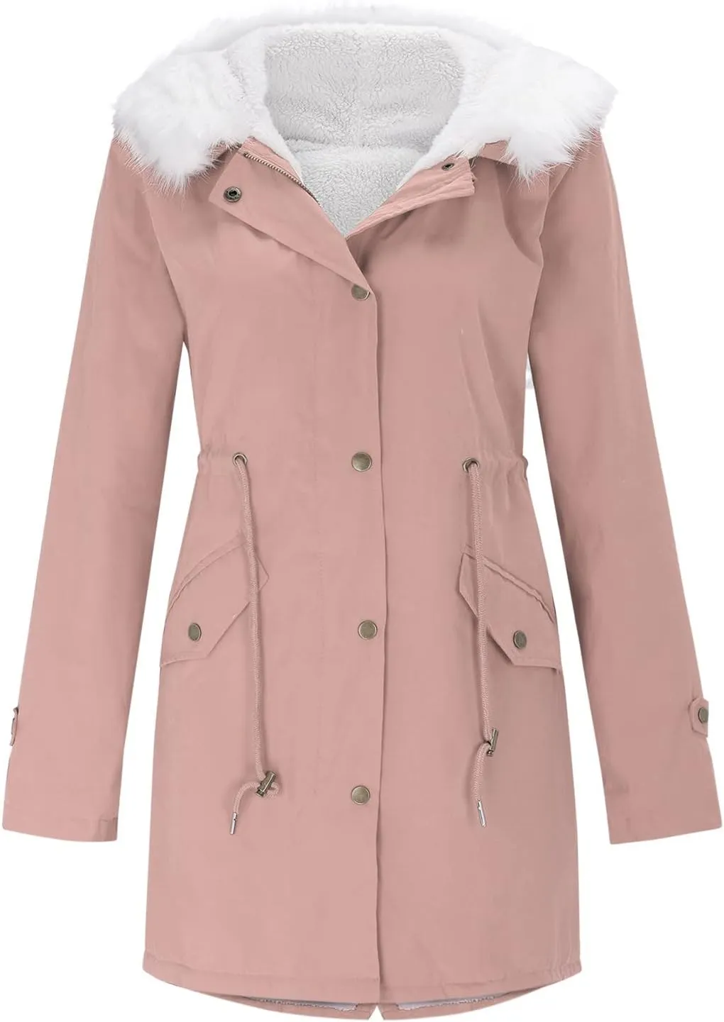 cooki Women's Warm Winter Coat Thicken Fleece Lined Parka Jacket With Hood Waterproof Sherpa Anoraks Hooded Military Jacket