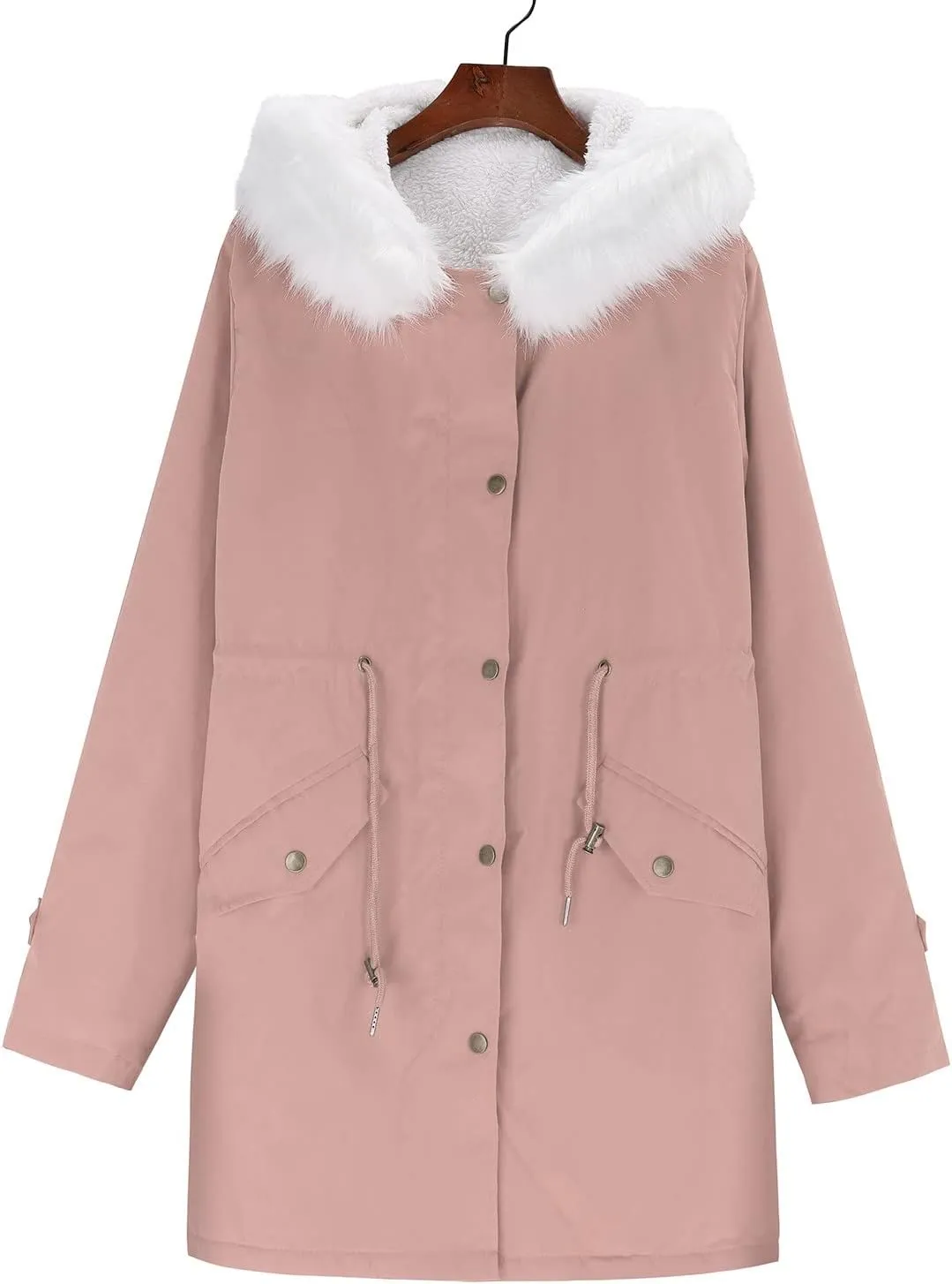 cooki Women's Warm Winter Coat Thicken Fleece Lined Parka Jacket With Hood Waterproof Sherpa Anoraks Hooded Military Jacket