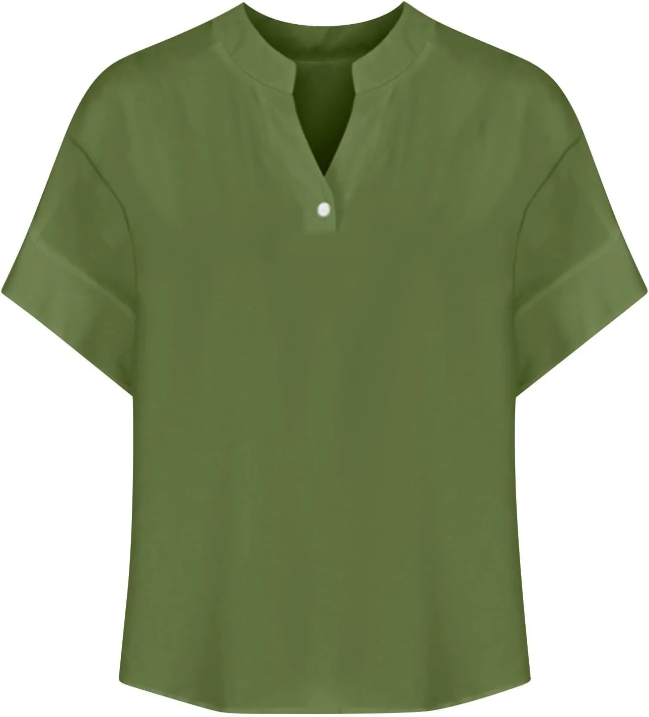 Cotton Linen Shirts for Women 2025 Summer Short Sleeve V Neck Button Down Tops Dressy Casual Oversized Tshirts