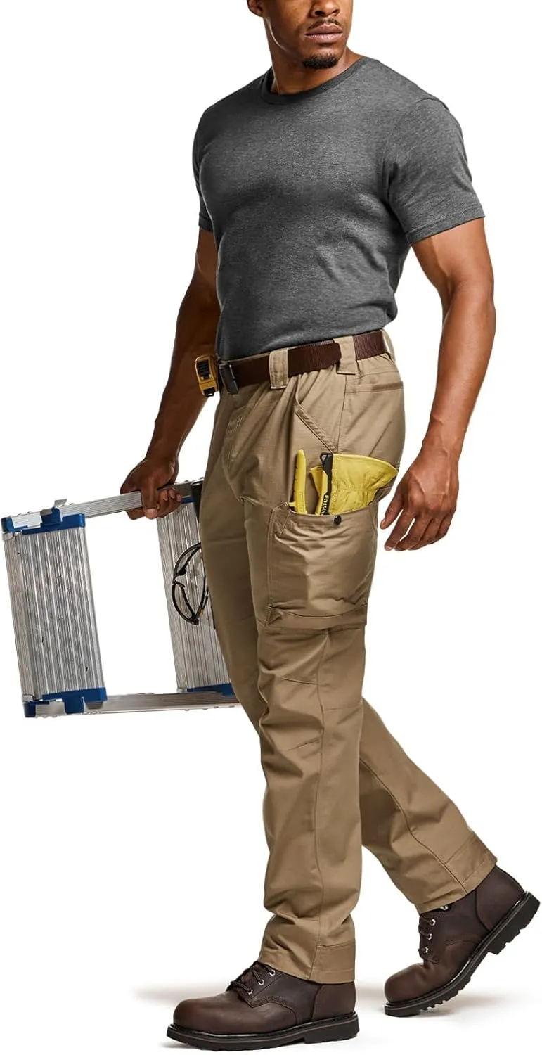 CQR Men's Quick Dry Work Pants, Water Resistant Outdoor Tactical Pants, Lightweight Stretch Cargo Hiking Pants