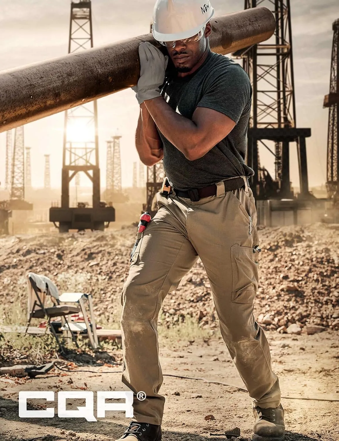 CQR Men's Quick Dry Work Pants, Water Resistant Outdoor Tactical Pants, Lightweight Stretch Cargo Hiking Pants