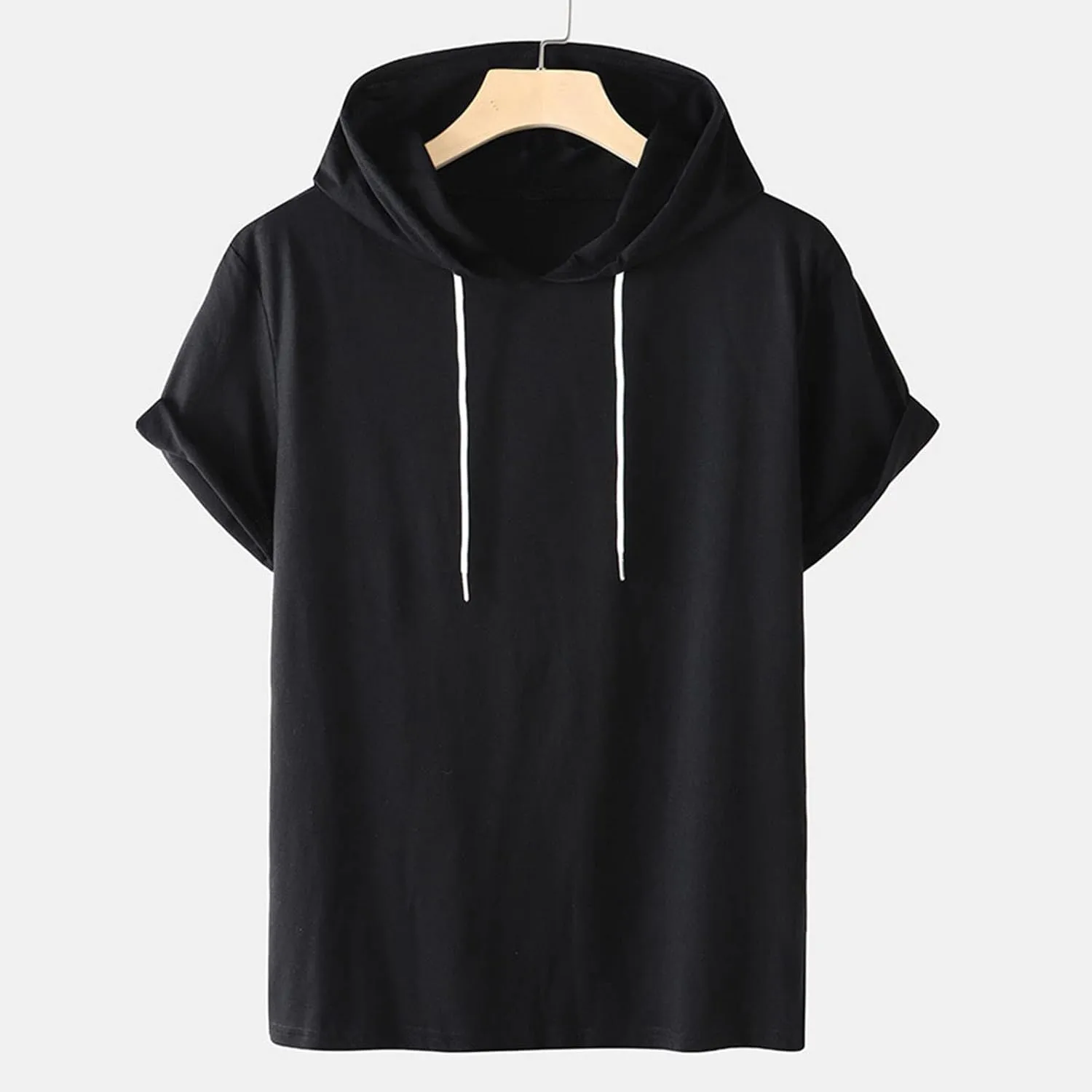 Dgoopd Men's Short Sleeve Hoodie Casual Loose Fit T-Shirts Men Plus Size Fashion Regular Fit Tees Lightweight Sweatshirt