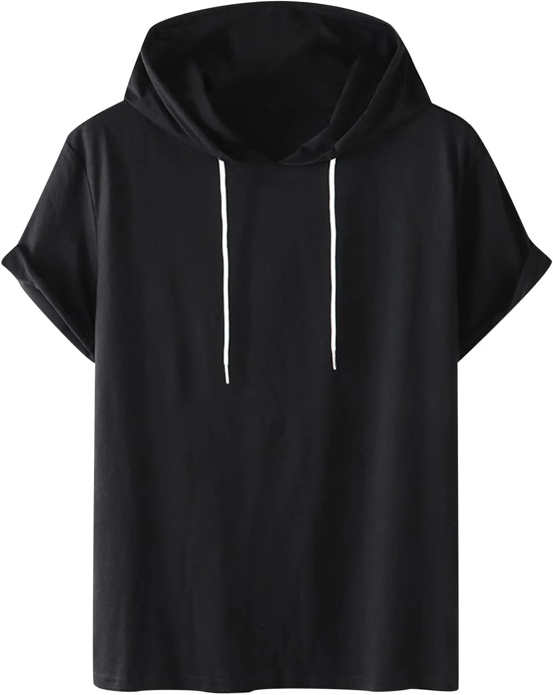 Dgoopd Men's Short Sleeve Hoodie Casual Loose Fit T-Shirts Men Plus Size Fashion Regular Fit Tees Lightweight Sweatshirt