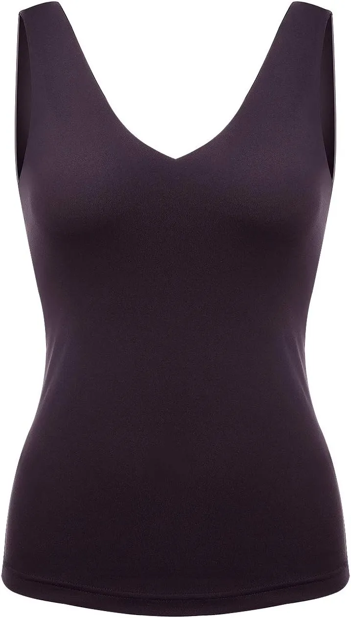 Disbest Yoga Tank Top Women's Tailored Camisole Sleeveless Shirt Vest Top V-Neck with Built-in Bra