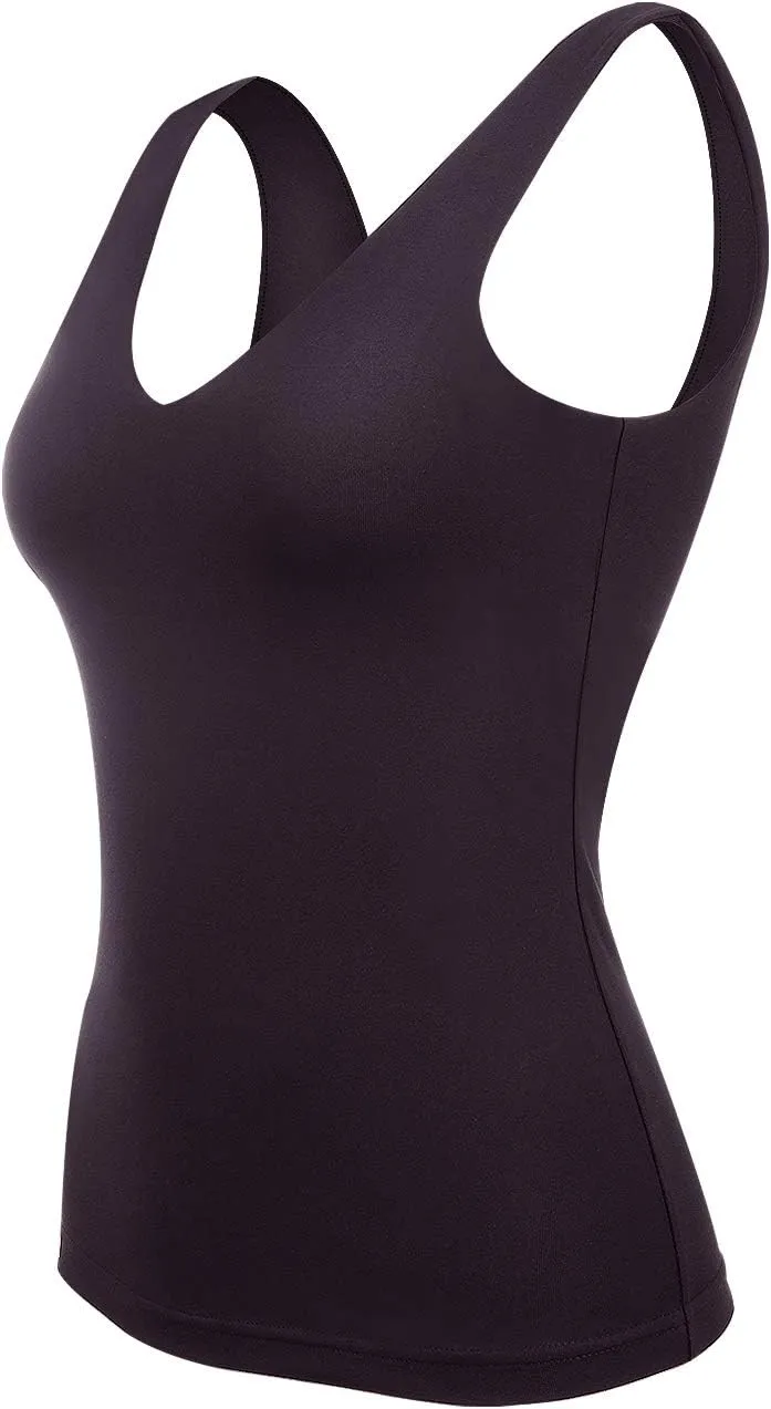 Disbest Yoga Tank Top Women's Tailored Camisole Sleeveless Shirt Vest Top V-Neck with Built-in Bra