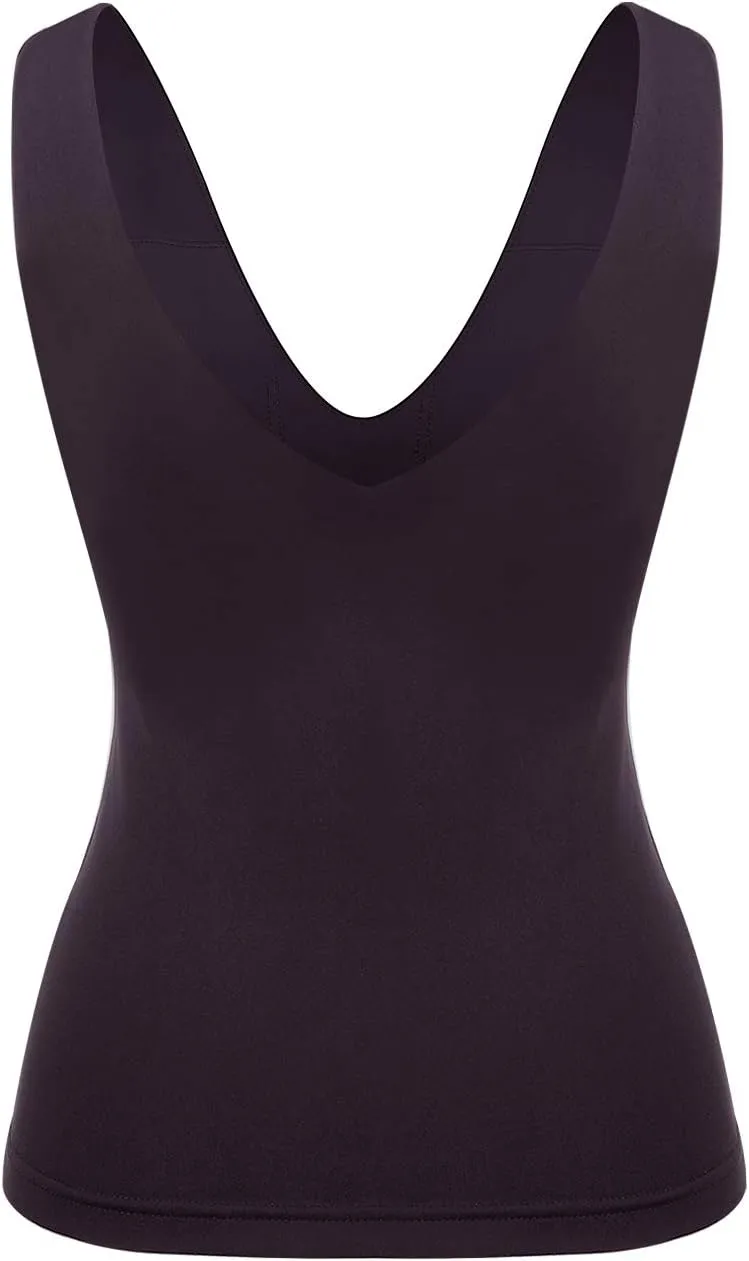 Disbest Yoga Tank Top Women's Tailored Camisole Sleeveless Shirt Vest Top V-Neck with Built-in Bra