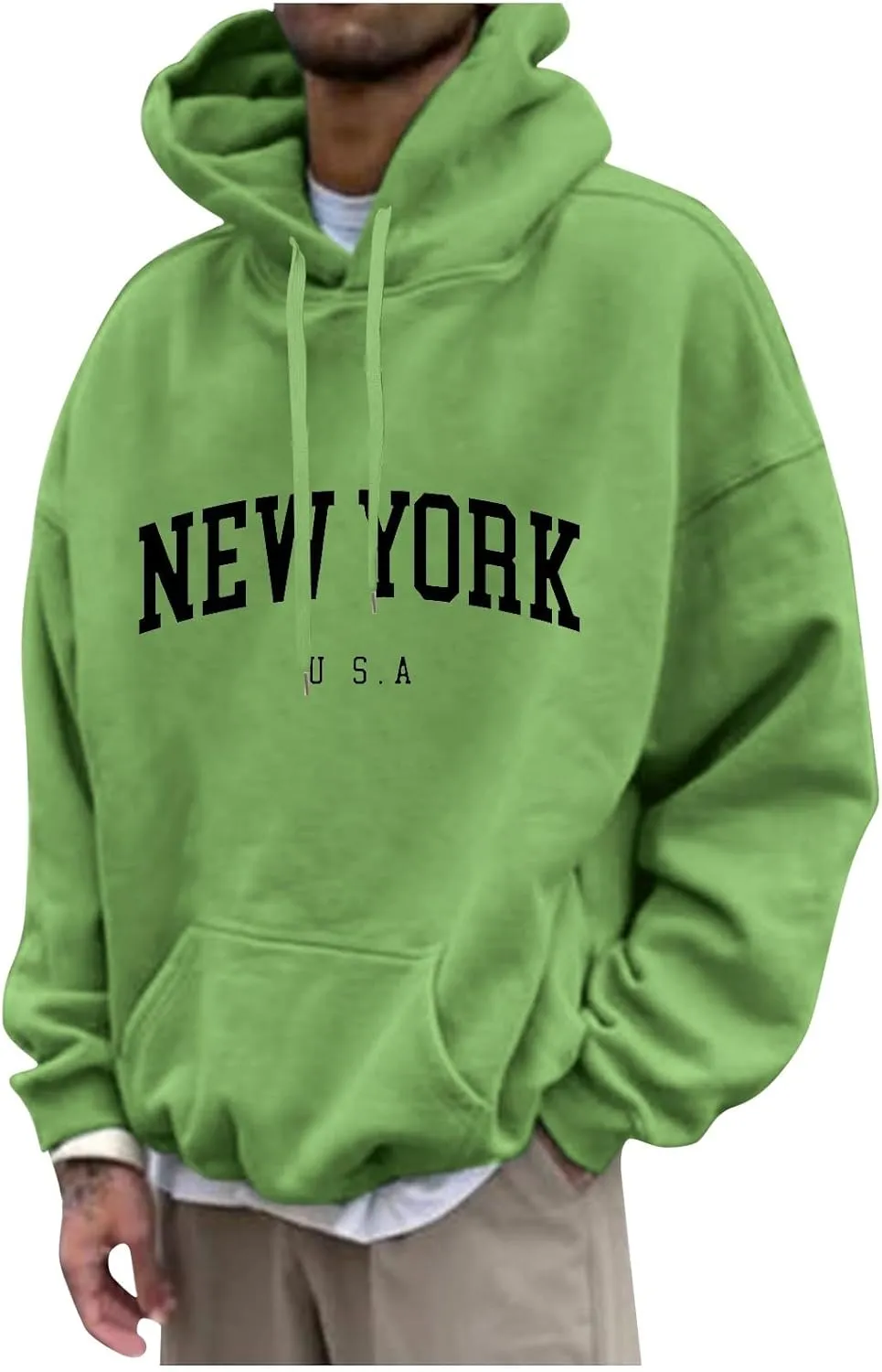 DuDubaby Graphic Hoodies For Men Letter Printing Flannel Sweatshirt Soft Drawstring Pullover Thermal Streetwear Hooded