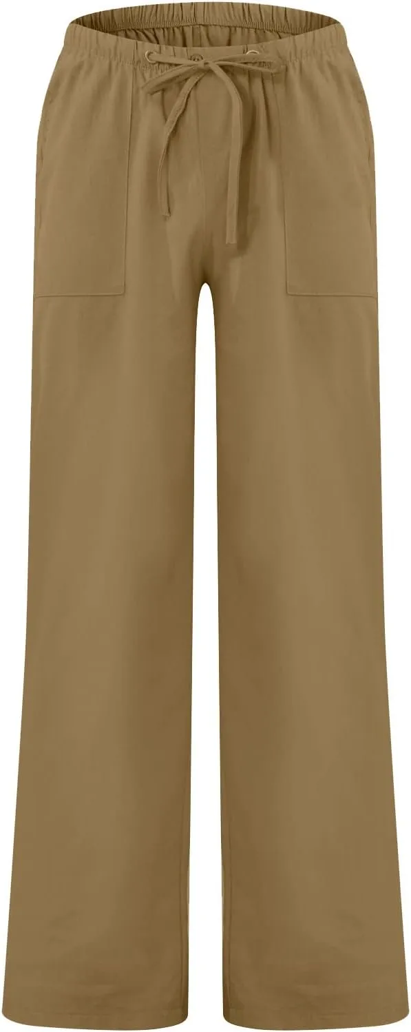 Dudubaby Mens Drawstring Pants Men's Casual Loose and Comfortable Casual Pants Cotton Linen Printed Drawstring Trousers