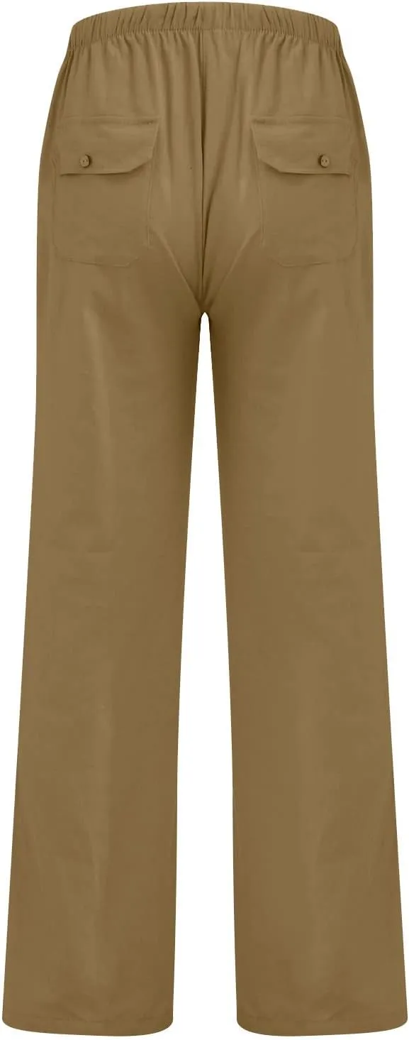 Dudubaby Mens Drawstring Pants Men's Casual Loose and Comfortable Casual Pants Cotton Linen Printed Drawstring Trousers