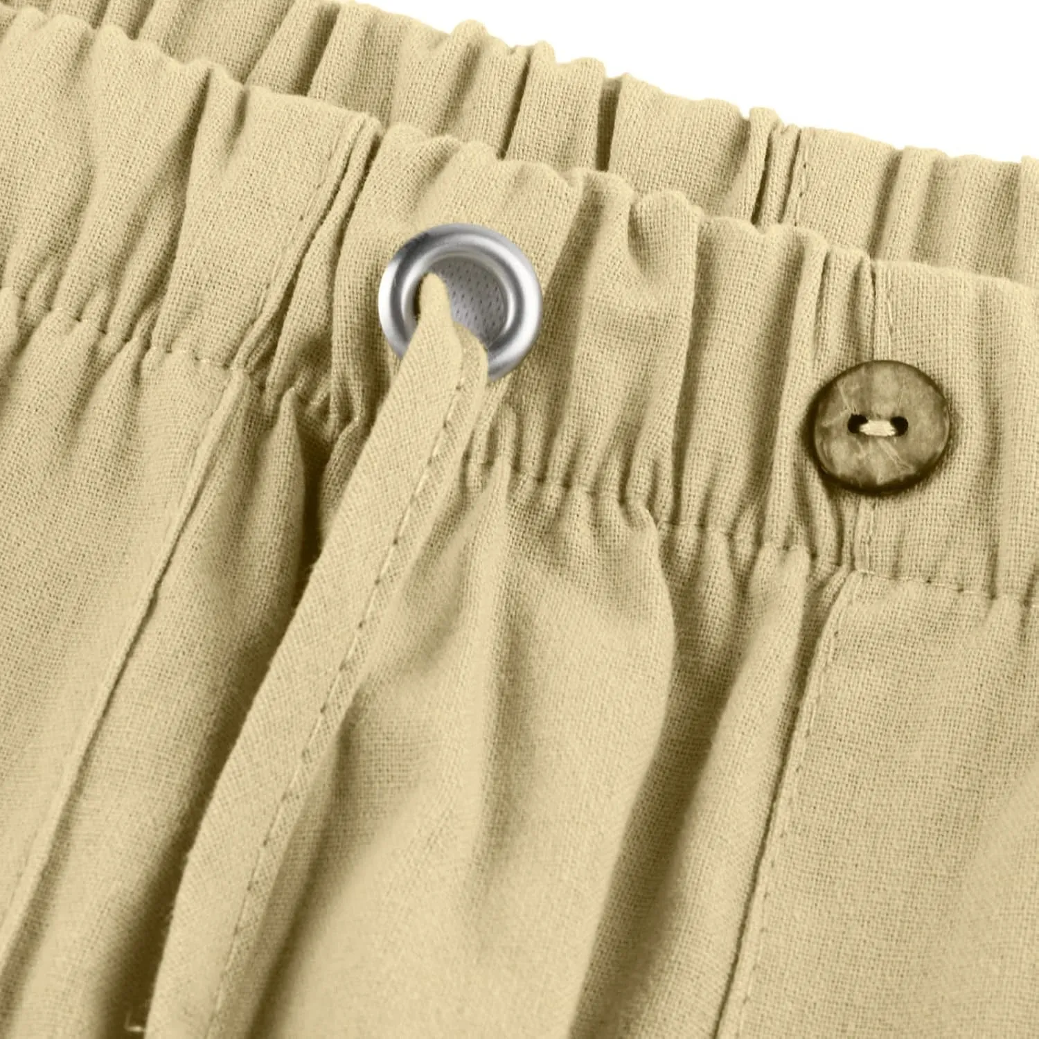 Dudubaby Mens Drawstring Pants Men's Casual Loose and Comfortable Casual Pants Cotton Linen Printed Drawstring Trousers
