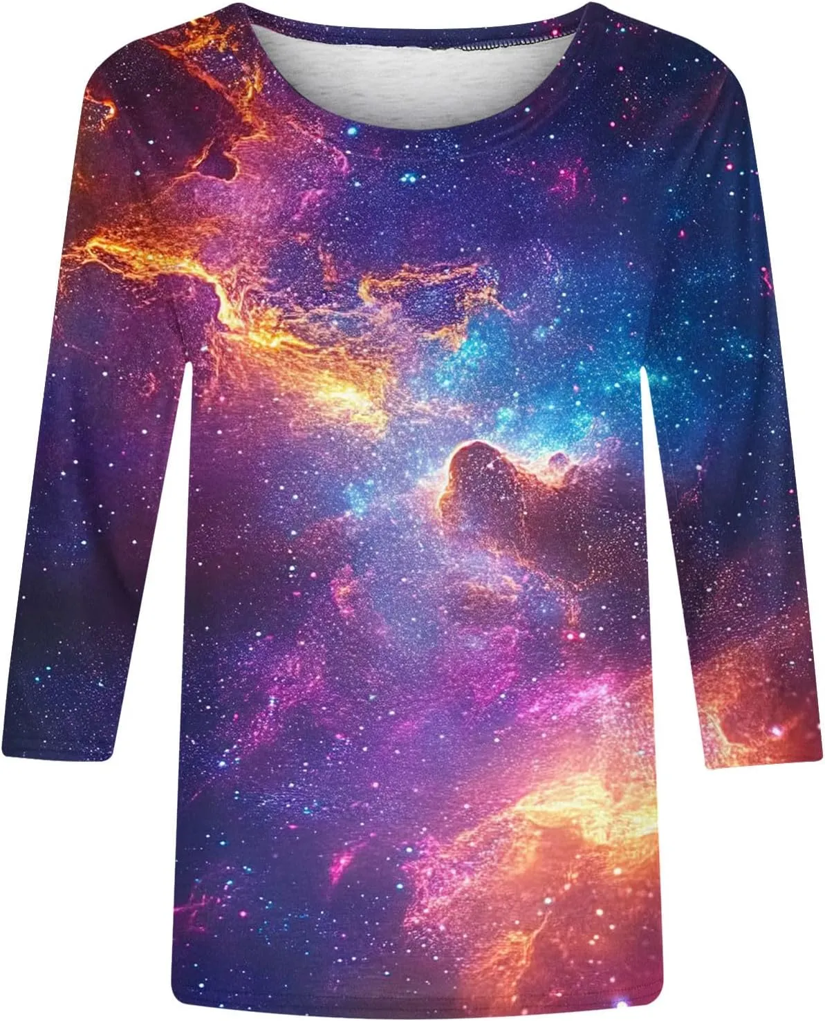 Elbow Sleeve Oversized Tshirt Shirts for Women Gradient Crew Neck Casual Pullover Printed Graphic Tee Top Tunic S-3XL