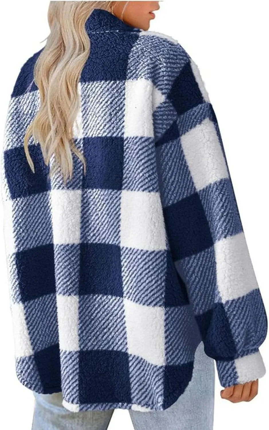 Fleece Jacket Women Fuzzy Flannel Jacket Fall Fashion Sherpa Lined Plaid Shacket Jacket Button Down Fleece Jacket Coat