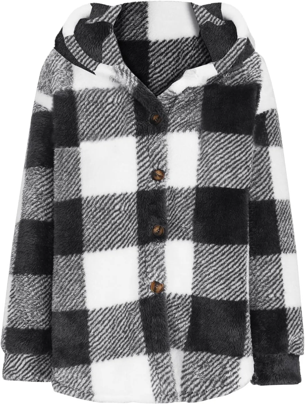 Fleece Jacket Women Fuzzy Flannel Jacket Fall Fashion Sherpa Lined Plaid Shacket Jacket Button Down Fleece Jacket Coat