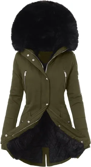 Fleece Jacket Women Long Sleeve Sherpa Hooded Winter Coats Regular Fit Thickened Plus Size Button Down Warm Jackets