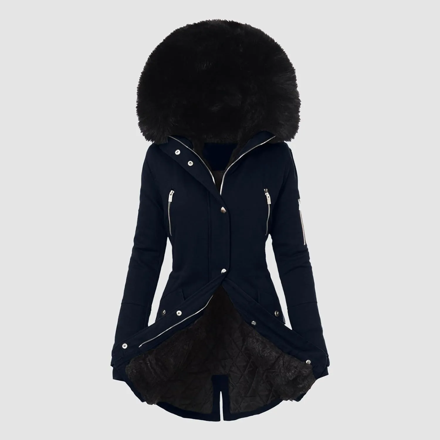 Fleece Jacket Women Long Sleeve Sherpa Hooded Winter Coats Regular Fit Thickened Plus Size Button Down Warm Jackets