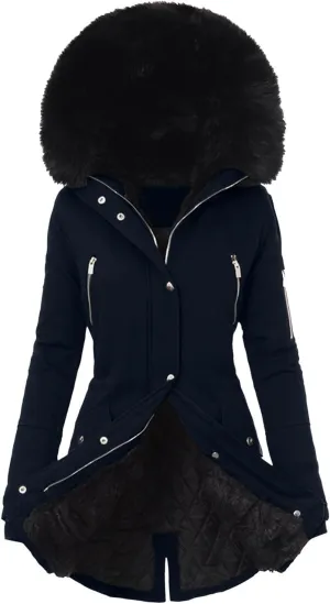 Fleece Jacket Women Long Sleeve Sherpa Hooded Winter Coats Regular Fit Thickened Plus Size Button Down Warm Jackets