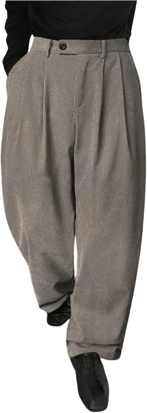 Floerns Men's Slant Pocket Tailored Pants Work Office Fold Pleated Trousers