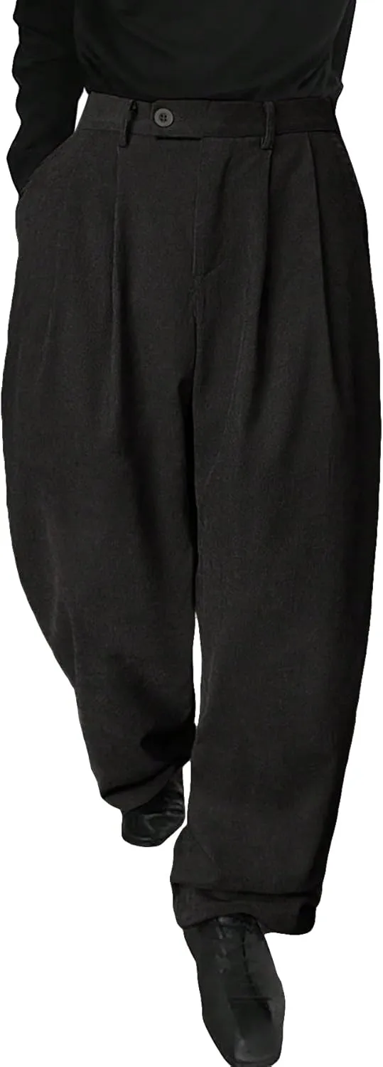Floerns Men's Slant Pocket Tailored Pants Work Office Fold Pleated Trousers