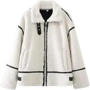 Fuzzy Fleece Jacket Women Sherpa Lined Oversized Full Zip Up Open Front Cardigans Jackets Warm Loose Fit Warm Coats
