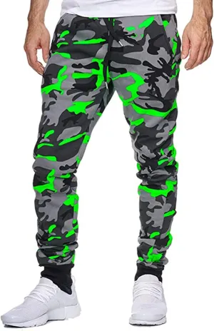 GOFULY Cargo Pants for Men Camouflage Print Casual Drawstring Stretch Elastic Waist Sweat Pants with Pocket Pants Trousers