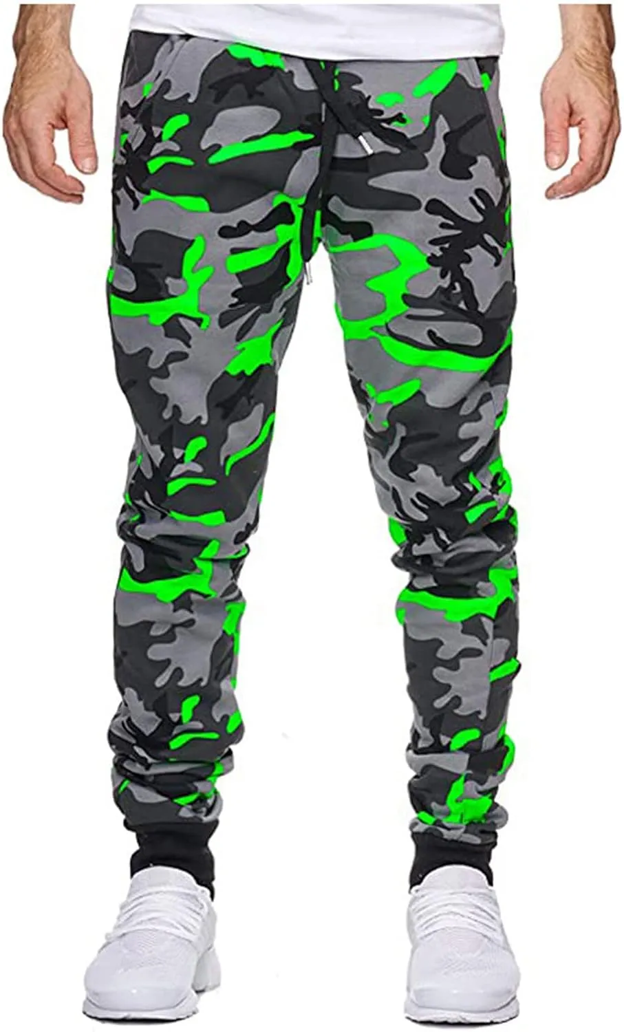 GOFULY Cargo Pants for Men Camouflage Print Casual Drawstring Stretch Elastic Waist Sweat Pants with Pocket Pants Trousers