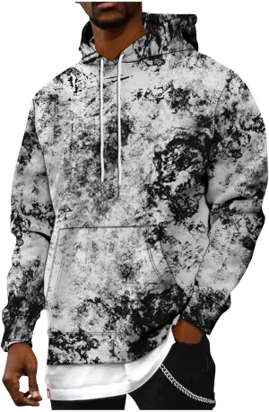 GOFULY Men'S Sweatshirts Tall Fashion Fall Tie Dye Hoodies Pullover Long Sleeve 2024 Winter Drawstring Shirts With Pockets