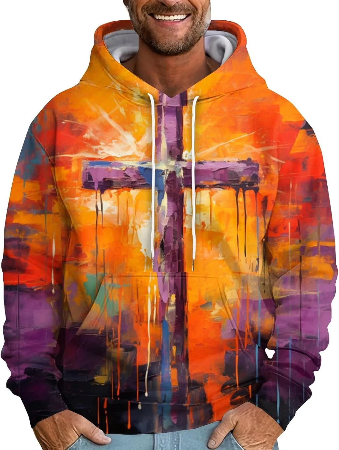 GOFULY Men'S Sweatshirts Tall Lightweight Fall Vintage Graphic Hoodies Long Sleeve Pullover Winter Hoodies Y2K With Pocket