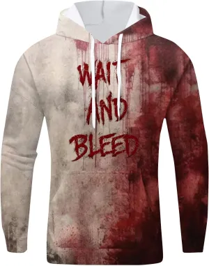 GOFULY Problem Solved Bloody Halloween Hoodies For Men Y2K Fall Halloween Sweatshirts Long Sleeve Winter 2024 Pullover