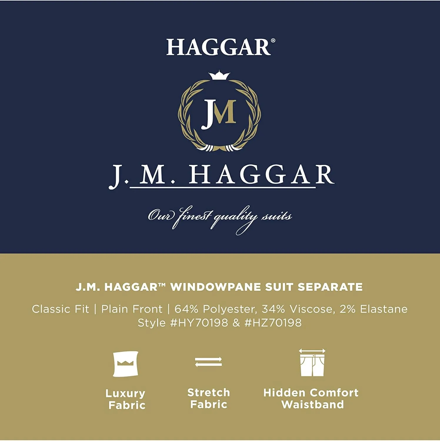 Haggar Men’s JMH Premium Stretch Tailored Fit Suit Separates - Pants and Jackets