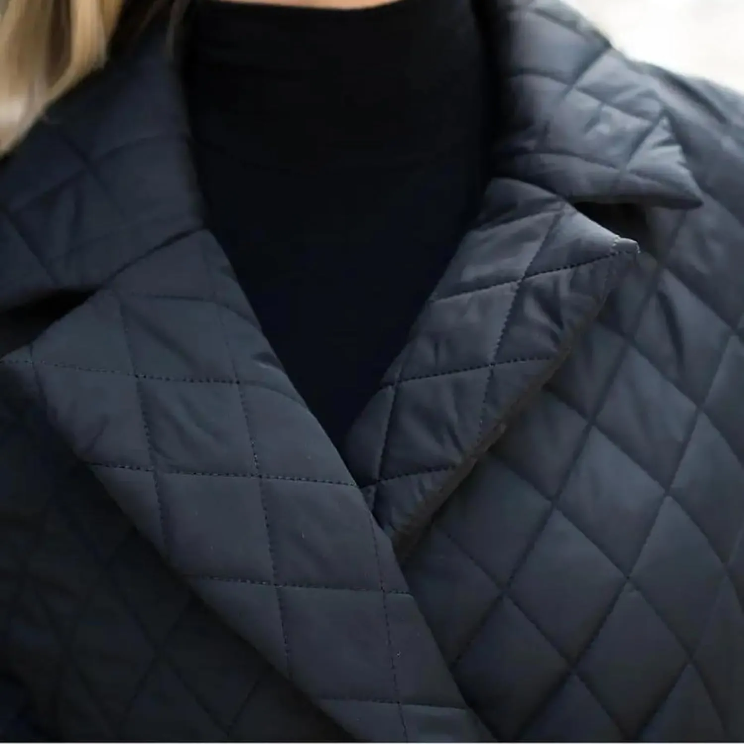 HGps8w Women's Winter Quilted Wrap Coat with Belt, Mid-Long Lapel Warm Padded Down Puffer Jacket Elegant Overcoat