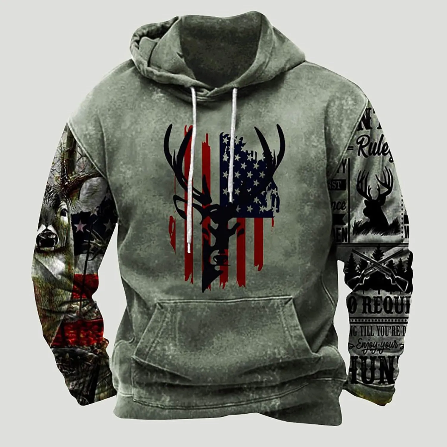 Hoodies for Men Casual Graphic Crewneck Sweatshirts Western Aztec Ethnic Pullover Hoodie Oversized Hooded Sweatshirt