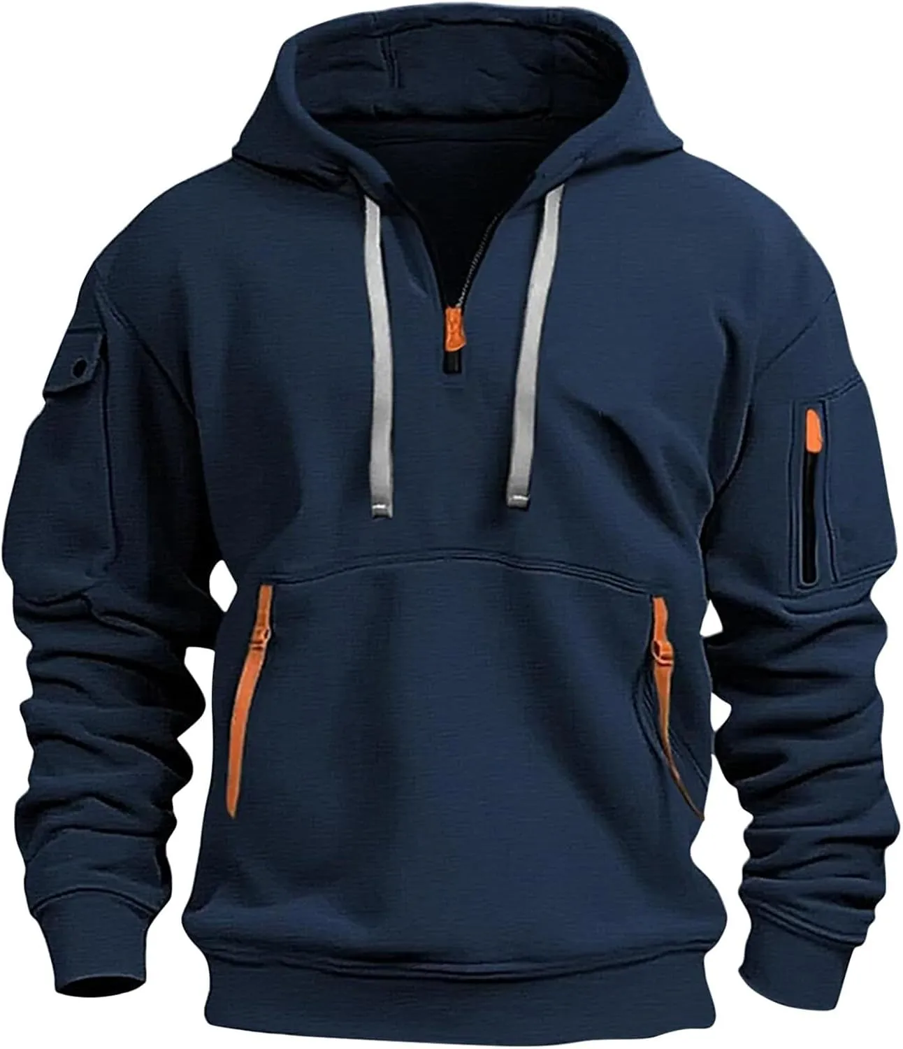 Hoodies for Men Casual Pullover Sports with Zipper Drawstring Fall Tops Winter Men'S Fashion Hoodies & Sweatshirts