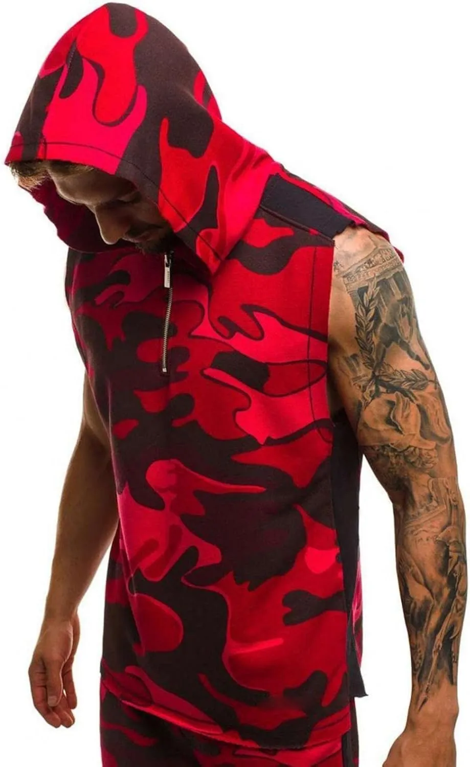 Hoodies for Men Men's Workout Hooded Tank Tops Sports Training Sleeveless Hoodies Bodybuilding Cut Off Muscle Shirt
