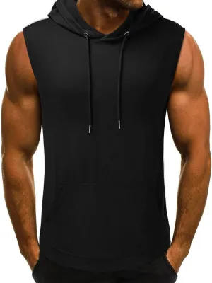 Hoodies for Men Men's Workout Sleeveless Shirts Muscle Hooded Tank Gym Fitness Quick Dry Sleeveless Hoodies Zip Tops
