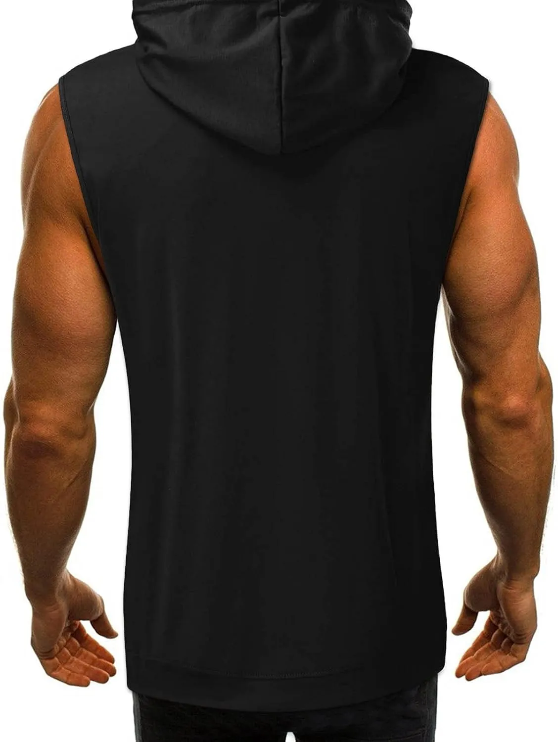 Hoodies for Men Men's Workout Sleeveless Shirts Muscle Hooded Tank Gym Fitness Quick Dry Sleeveless Hoodies Zip Tops