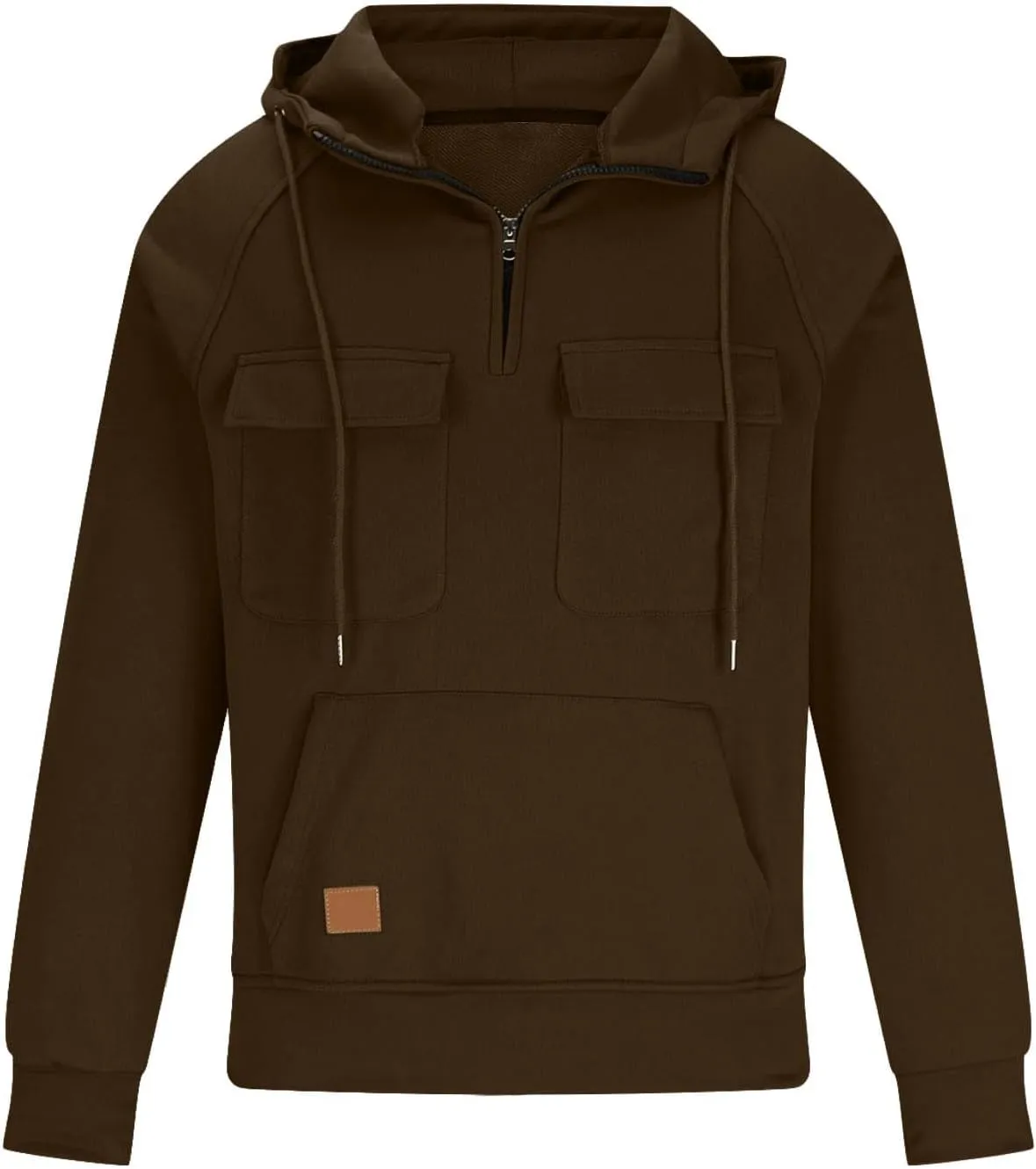 Hoodies For Men Quarter Zip Tactical Sweatshirts Fall Winter Casual Long Sleeve Workout Pullover Outdoor Cargo Jackets