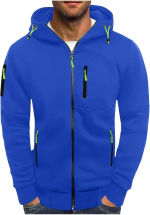 Hoodies for Men Zip Up Lightweight Casual Long Sleeve Hooded Jackets Sports Hooded Sweatshirts with Zipper Pockets