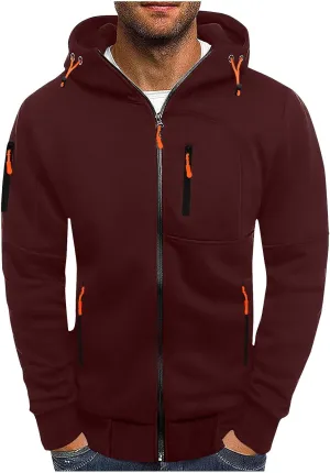 Hoodies for Men Zip Up Lightweight Casual Long Sleeve Hooded Jackets Sports Hooded Sweatshirts with Zipper Pockets