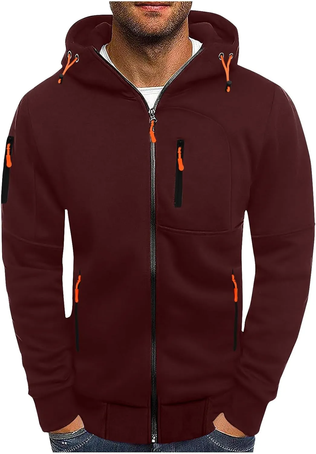 Hoodies for Men Zip Up Lightweight Casual Long Sleeve Hooded Jackets Sports Hooded Sweatshirts with Zipper Pockets