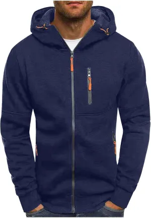 Hoodies for Men Zip Up Lightweight Casual Long Sleeve Hooded Jackets Sports Hooded Sweatshirts with Zipper Pockets