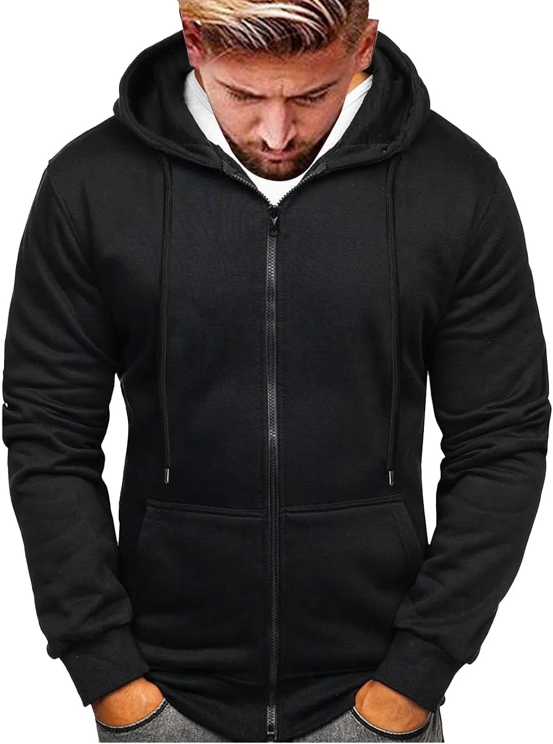 Hoodies for Men Zip up Lightweight Hoodie Big and Tall Sweatshirt Casual Fashion Jackets Fall Tops with Zip Pockets