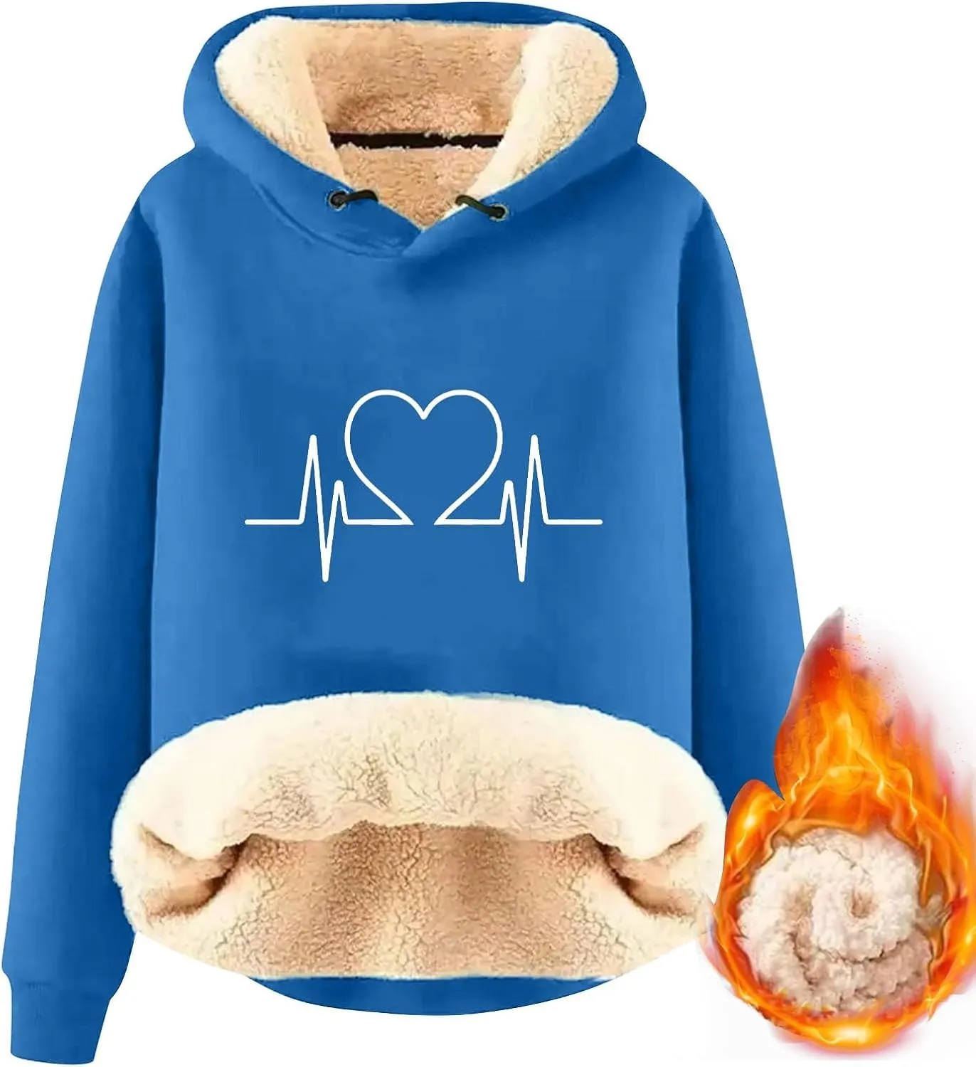 Hoodies for Women Comfy Thermal Outfits Fleece Sherpa Lined Pullover Hooded Sweatshirt Trendy Casual Winter Warm Hoodies