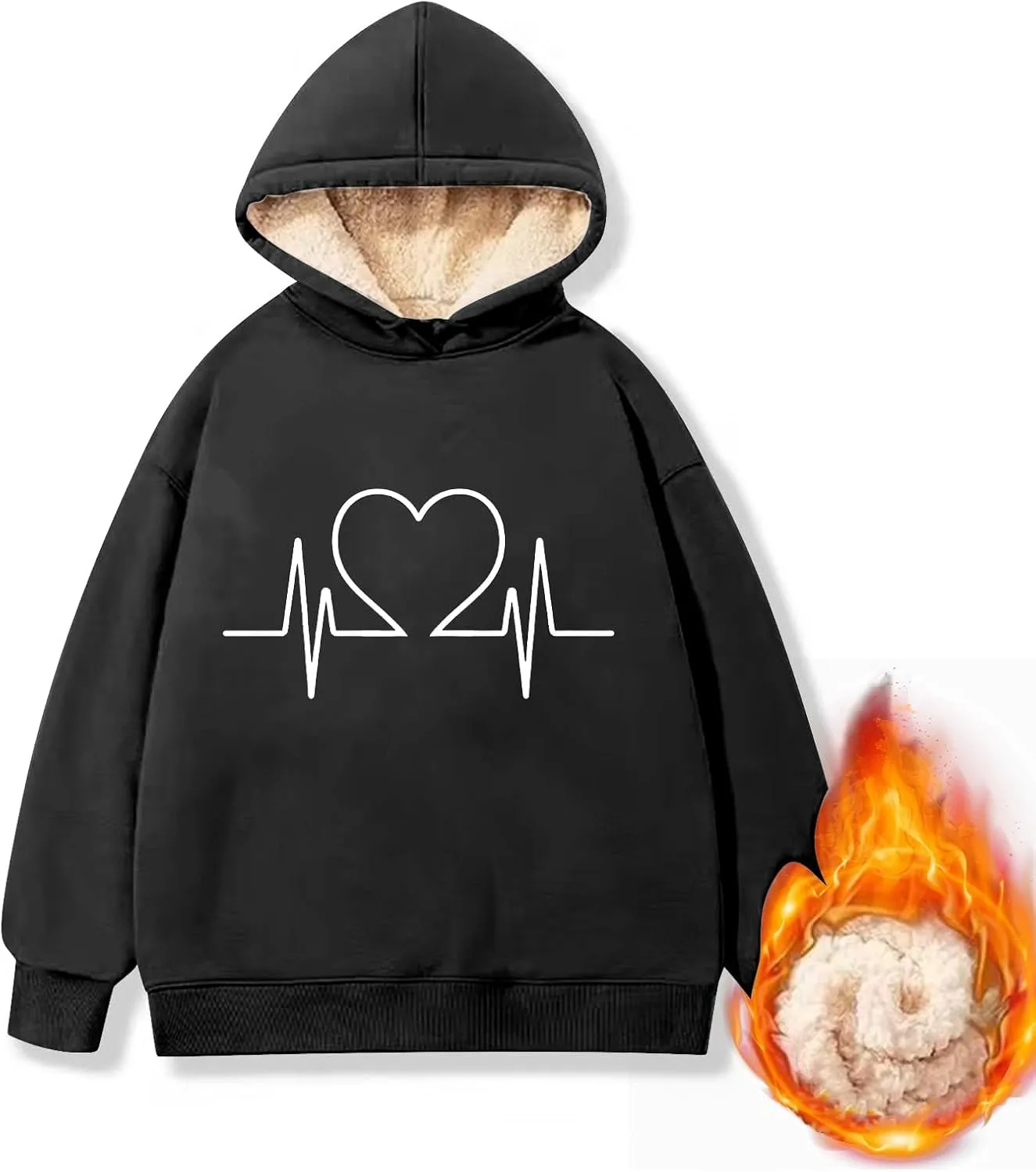 Hoodies for Women Comfy Thermal Outfits Fleece Sherpa Lined Pullover Hooded Sweatshirt Trendy Casual Winter Warm Hoodies