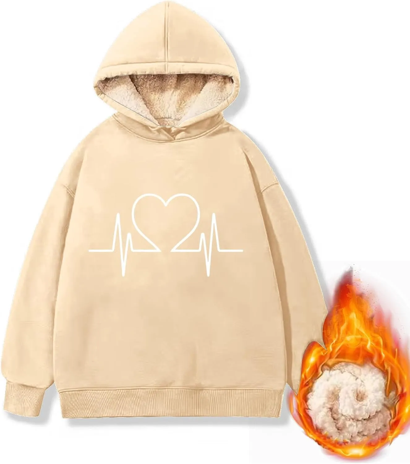 Hoodies for Women Comfy Thermal Outfits Fleece Sherpa Lined Pullover Hooded Sweatshirt Trendy Casual Winter Warm Hoodies