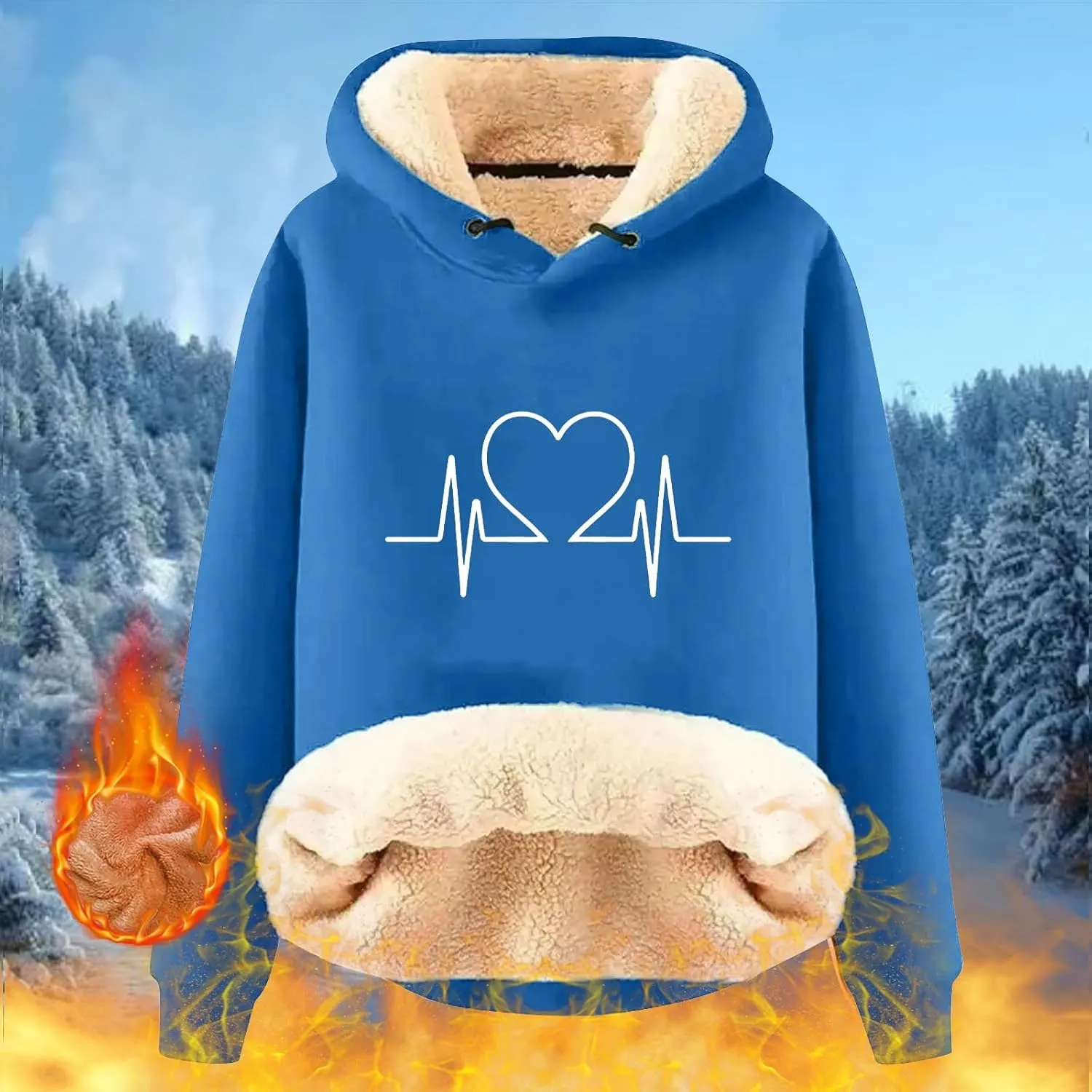 Hoodies for Women Comfy Thermal Outfits Fleece Sherpa Lined Pullover Hooded Sweatshirt Trendy Casual Winter Warm Hoodies