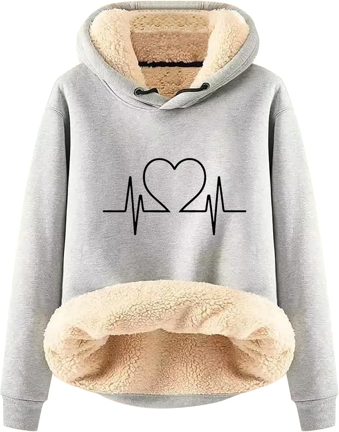 Hoodies for Women Comfy Thermal Outfits Fleece Sherpa Lined Pullover Hooded Sweatshirt Trendy Casual Winter Warm Hoodies